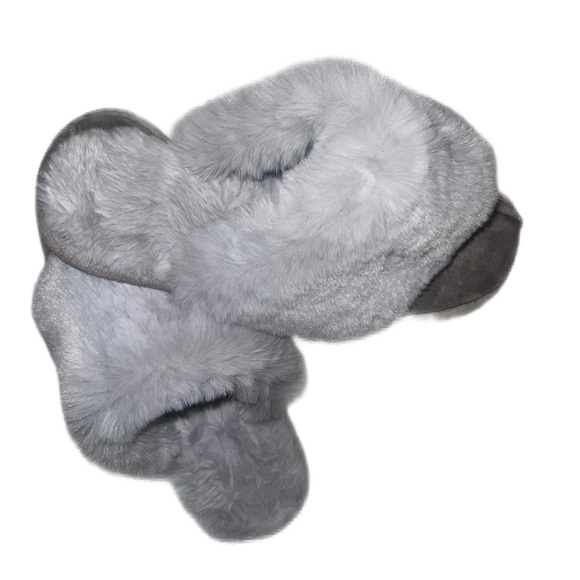 ANN TAYLOR SUEDE MULE WITH FUR CUFF - GRAY 9/10 (NEW WITH TAGS) - Picture 2 of 5
